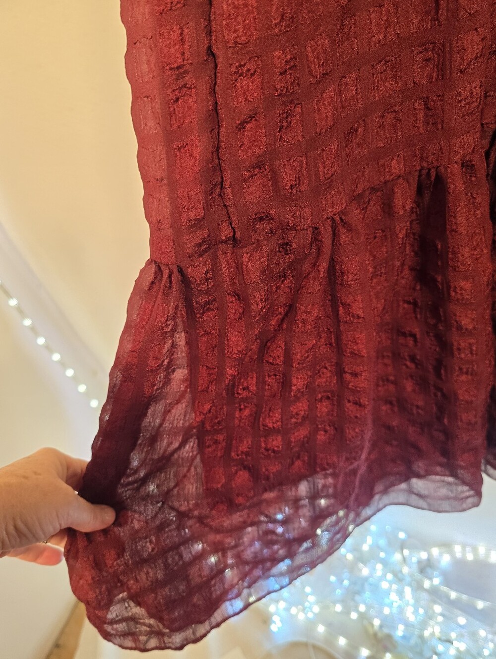 Sowears Modest Cottage Romantic Maroon L Sleeve Poly Maxi Dress. Ladies Small - Picture 8 of 11